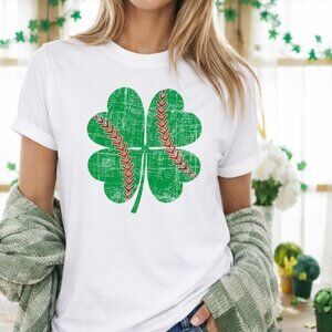 Lucky Shamrock Baseball T-Shirt, St Patrick’s Day Baseball Printed Tee
